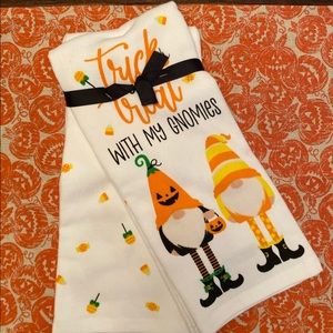 Halloween Gnome Kitchen Towels Set Of 2, Trick Or Treat With My Gnomies Towels